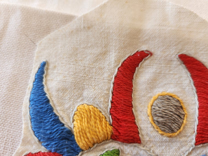 Trio broderies anciennes création couleur récup  T3