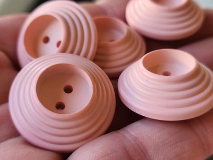 Lot 6 gros boutons vintage rose mat spirale relief  2,7 cm ref 3891 **