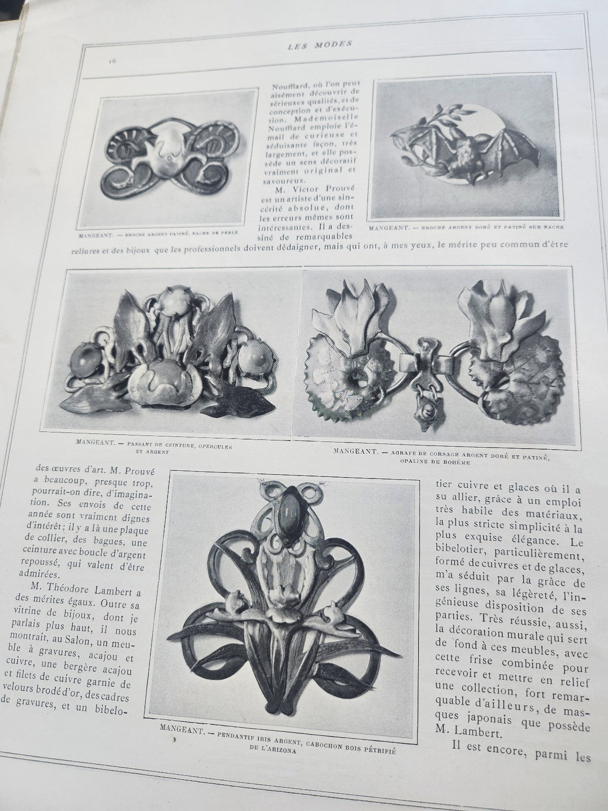Les modes juillet 1901 n°1 art nouveau document broche Lambert peigne Mangeant
