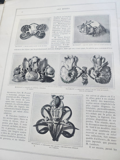 Les modes juillet 1901 n°1 art nouveau document broche Lambert peigne Mangeant