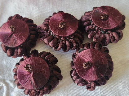 Lot 5 gros bouton ancien marron/lie de vin  passementerie 3,1  cm ref 3750