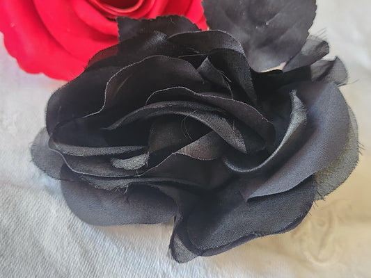 Grosse fleur anciennenoire sur broche chapeau 8,5 cm T0-22