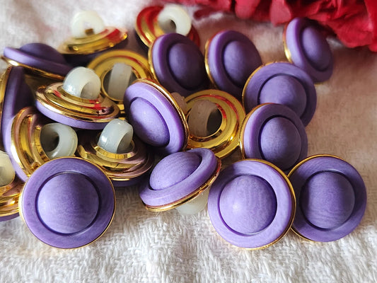 Lot 10 boutons vintage violet mat à pied metal 1,4 cm ref 3123