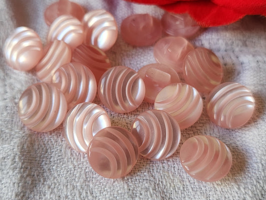 Lot 17 boutons vintage rose lumineux petits  1,1 cm pied ref 6117