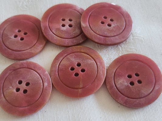 Lot 6 gros  boutons vintage  camaïeu rose trous 2,8 cm ref 6195