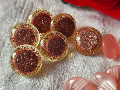 Lot 15 petits boutons vintage à pied rose 2 series 1,1 et 1,2 cm ref 230