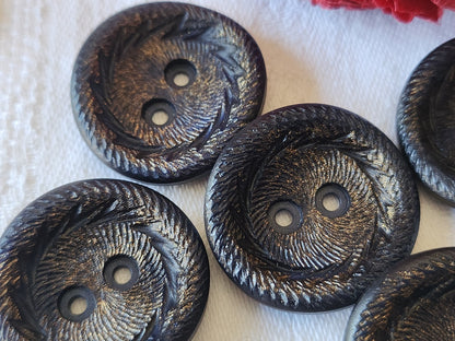Lot 5 boutons vintage à trous bleu doré gros 2,6 sur 2,7 cm ref 4841