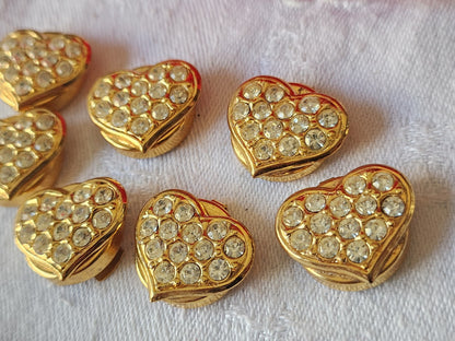 Cache bouton vintage  en métal doré strass collection 2,1 cm carré ref 834