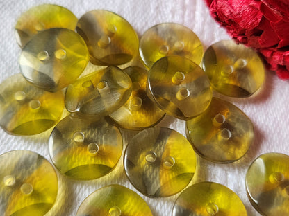 Lot 15  boutons vintage petits tons vert transparents 1,2 cm ref 3223