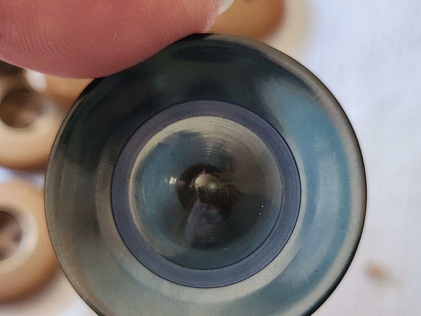Collection bouton bleu transparent pied métal grand  3,3 cm D13S