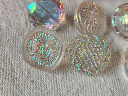 Lot 6 boutons anciens en verre mordoré rose panaché 1,2/1,3 cm ref 2109