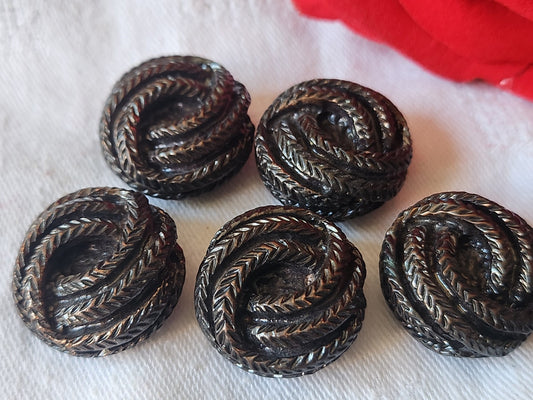 Lot 5 volumineux boutons vintage resine pied 2,2 cm ref 2584