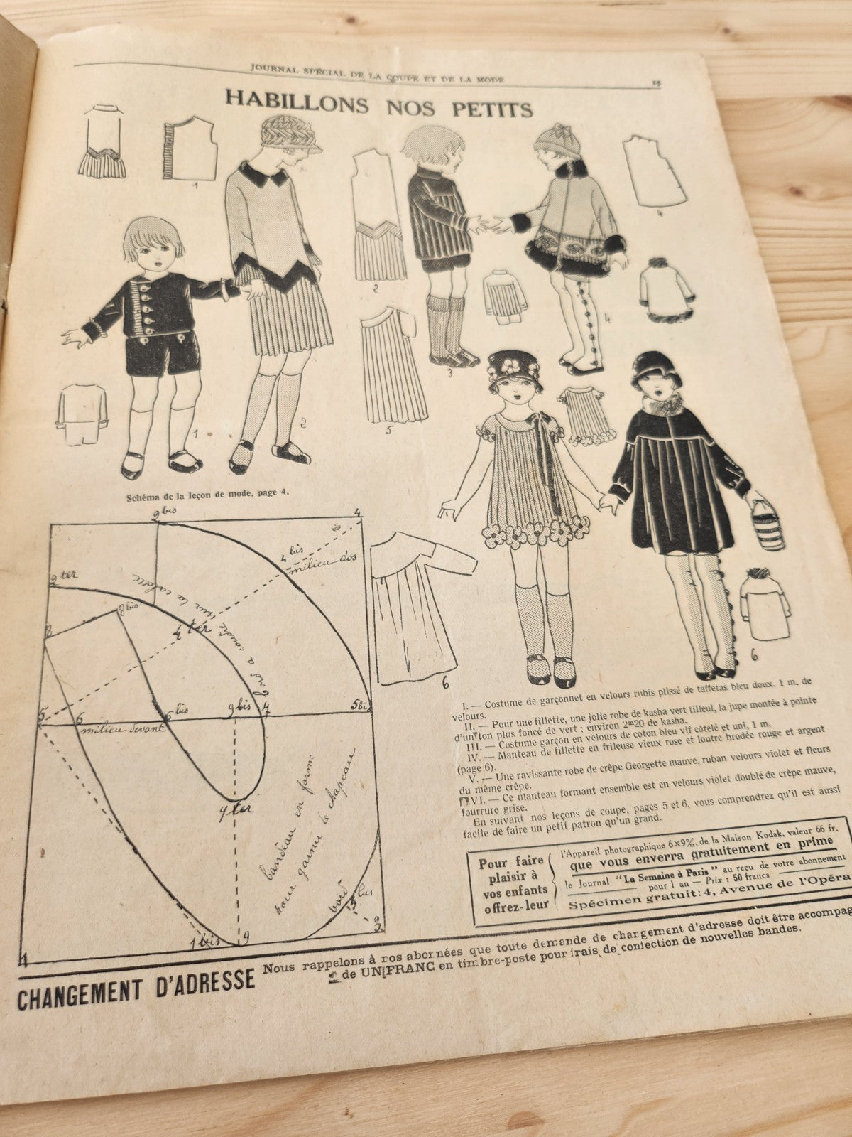 Journal de l'institut de coupe de paris année folle mode  Janvier 1926 patron