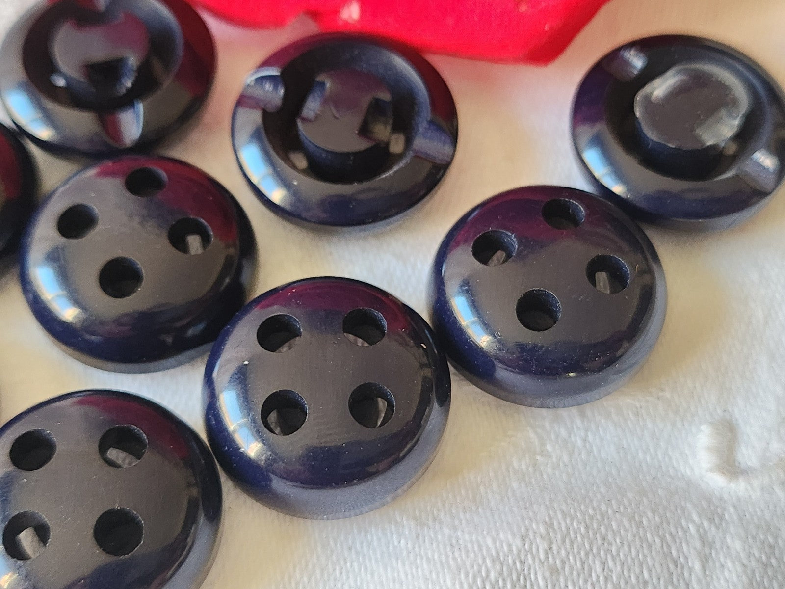 Lot 5  boutons vintage bleu bombé à pied 2,1 cm ref 2067