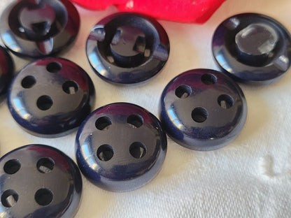Lot 5  boutons vintage bleu bombé à pied 2,1 cm ref 2067