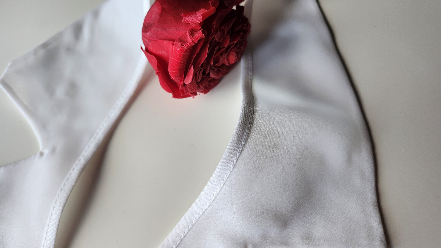 Trés grand col ancien style organza  blanc vintage B1-31