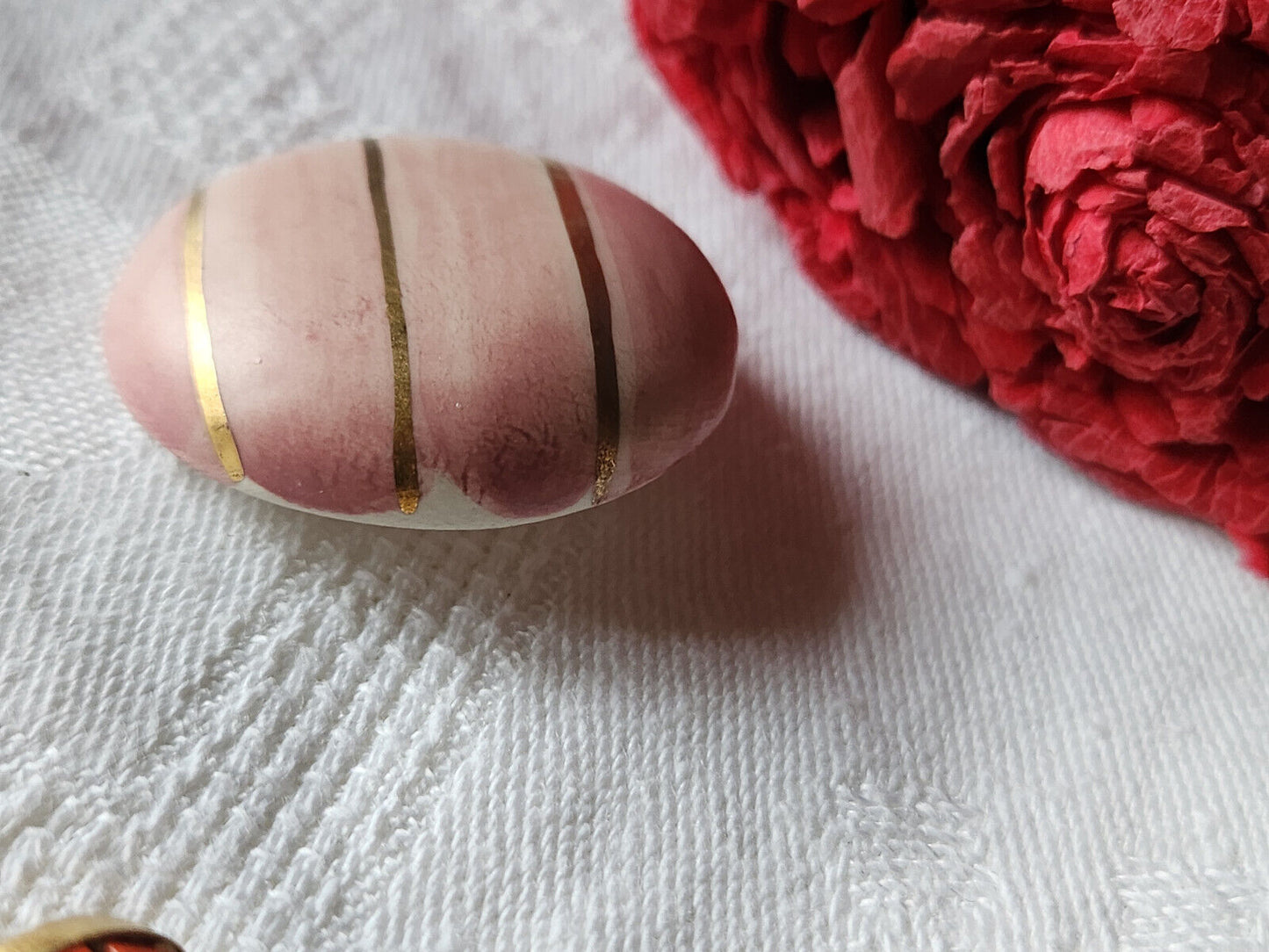 Enorme bouton vintage céramique parurier collection 3,3 cm pied rose D2F
