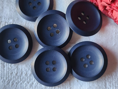 Lot 6 boutons vintage bleu mat à trous 2,7 cm gros ref 3545