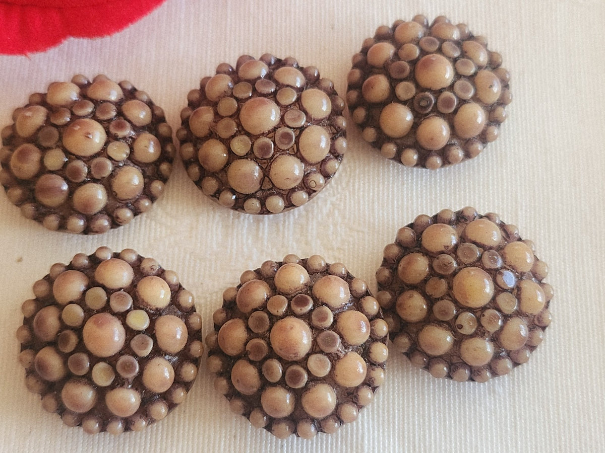 Lot 6 boutons vintage en résine marron  2,1 cm ou 21 mm pied ref 6261