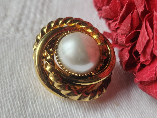 Collection bouton ancien en métal doré perlé superbe 2,5 cm D19K