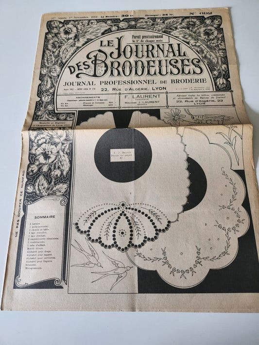 Le journal des brodeuses 1952  n° 692 empiècement chemisier robe enfant taie