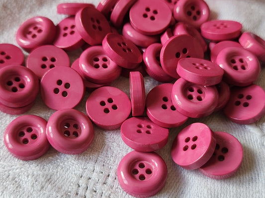 Lot 30  boutons vintage camaieu rose épais trous 1,2 cm ref 0048