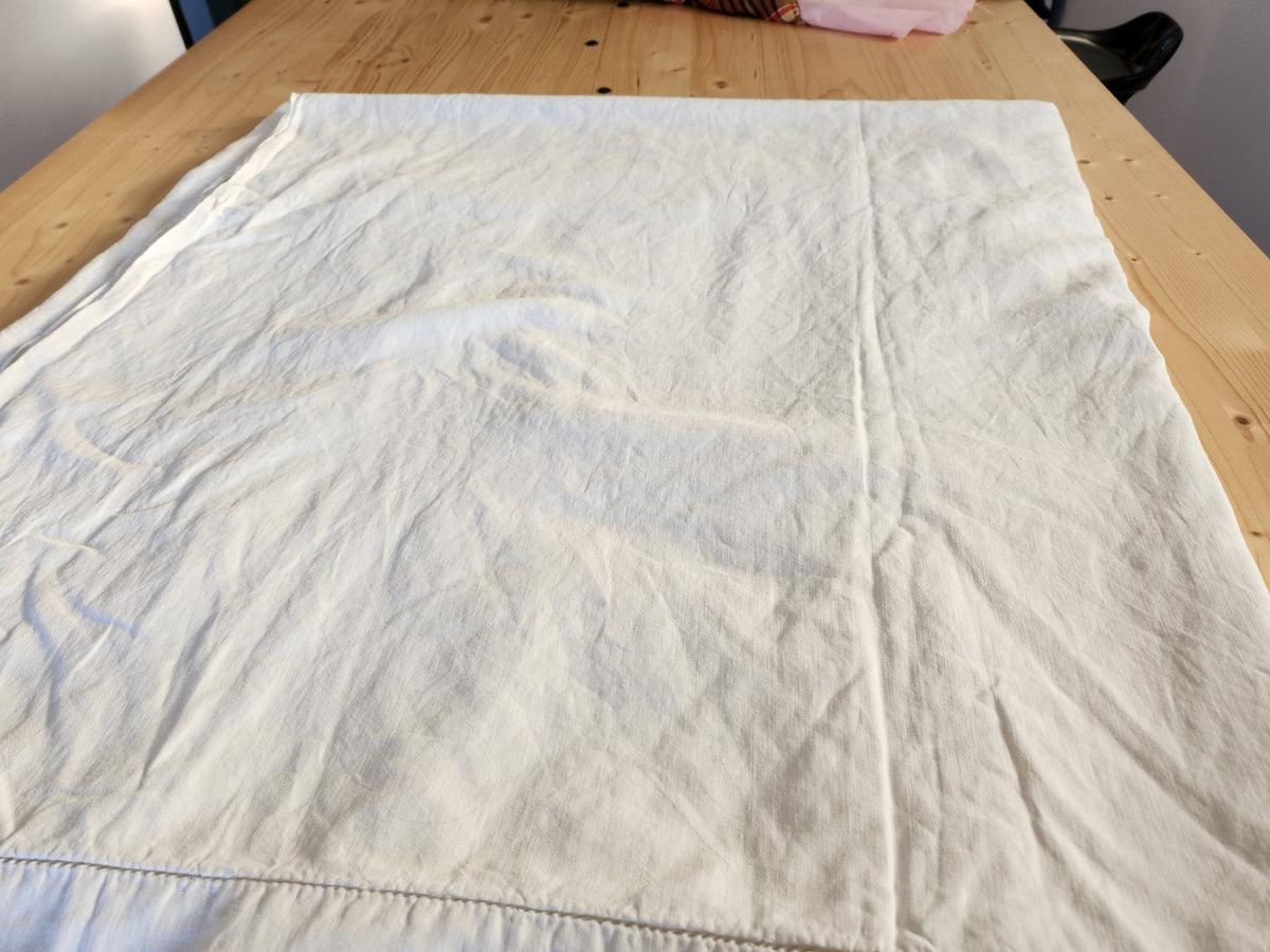 Ancien grand drap  coton monogramme CM jour 215 sur 310  cm  B8