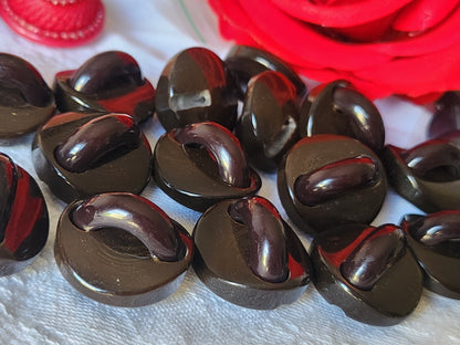 Lot  6 superbes boutons vintage marron à anse pied 2,2 cm ref 3918