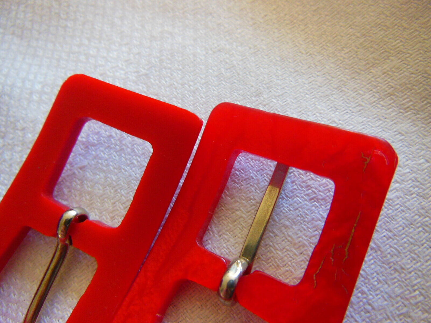 Duo boucles de ceinture vintage rouge rectangulaire ME2AA 