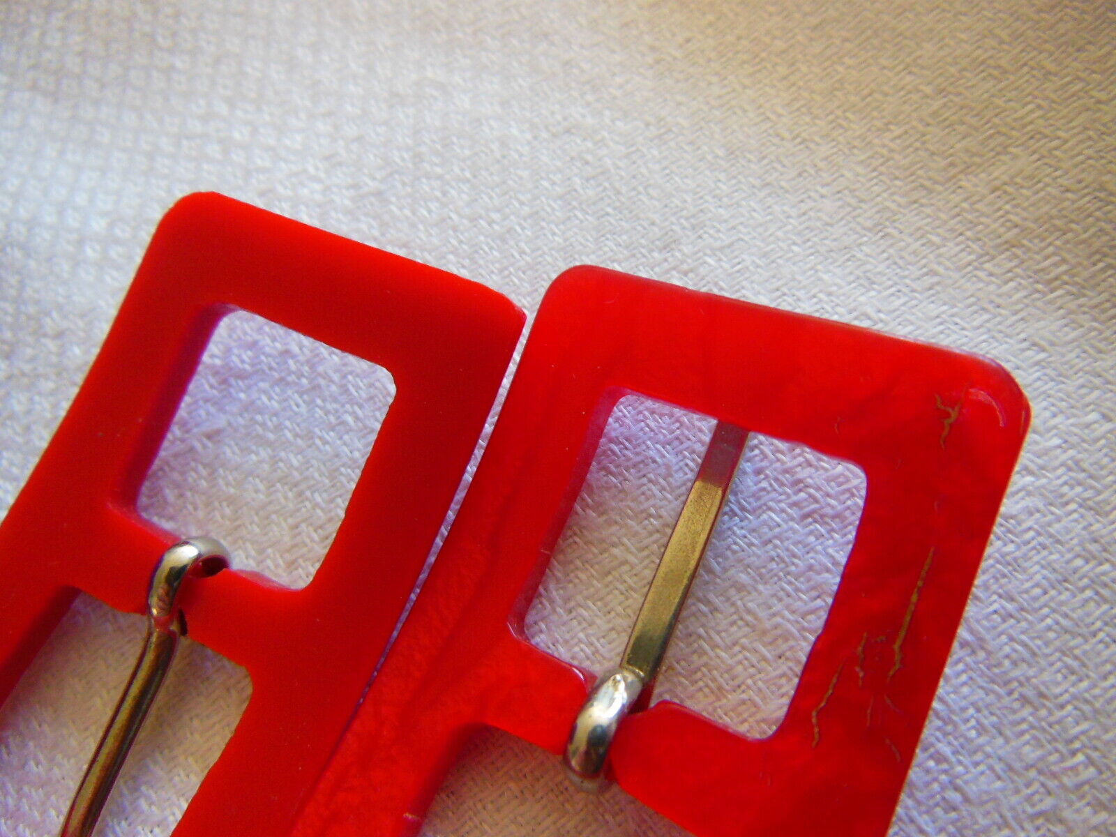 Duo boucles de ceinture vintage rouge rectangulaire ME2AA 