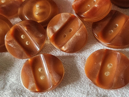 Lot 6 boutons vintage marron nacré ovale 1,9 sur 2,2 cm ref 2816