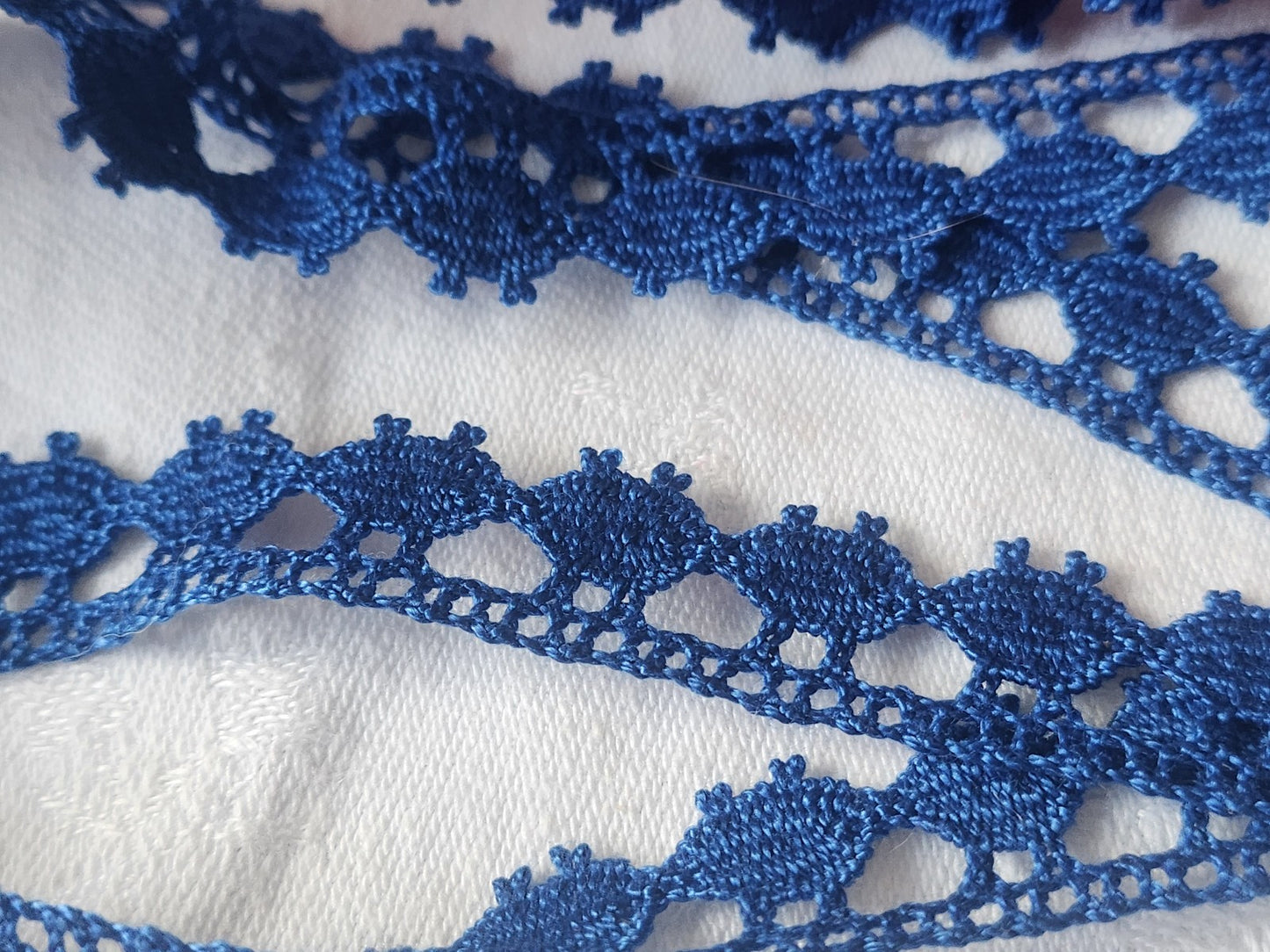 Dentelle vintage bleu DMC    coton large 3 m sur 1,5 cm A2