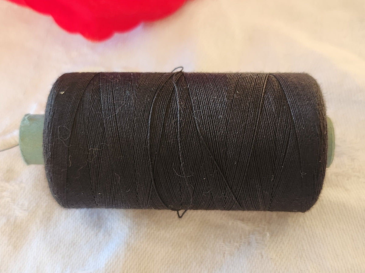 Grosse bobine fil ancien noir mercerie 27 grammes