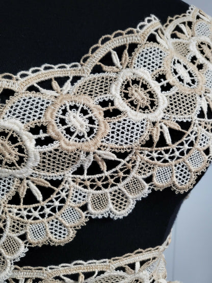 Très large et belle dentelle vintage ancienne style macramé 3 mètres  15,5 cm A1