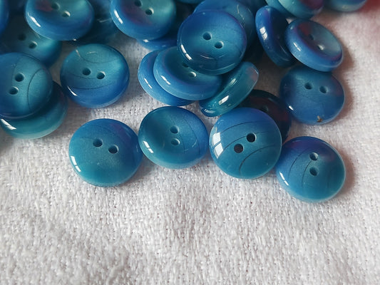 Lot 23 boutons vintage camaieu bleu trous 1,1 cm ref 430