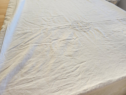 Ancien grand drap  coton monogramme CM jour 215 sur 310  cm  B8