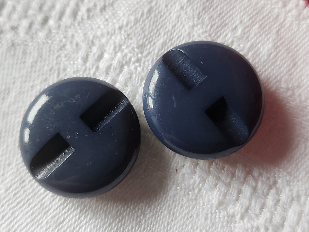 Duo boutons vintage bleu avec cabochon en nacre pied 2,2 cm D10B