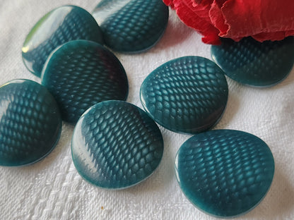 Lot 8 boutons vintage motif vert courbé pied 2,3 cm ref 3765