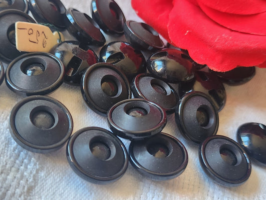 Lot 12 boutons vintage noir mat lumineux contraste pied 1,7 cm ref 2611