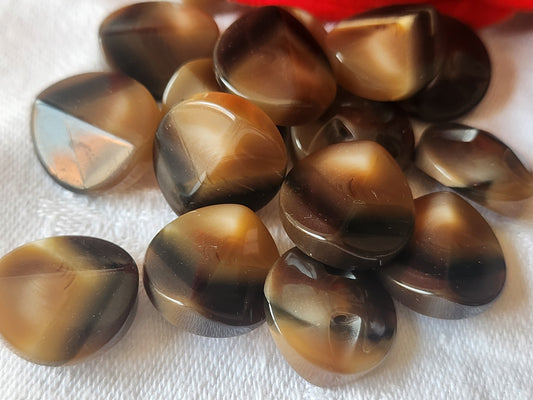 Lot 8 boutons vintage marron à pied originaux 1,7 cm  ref 1365