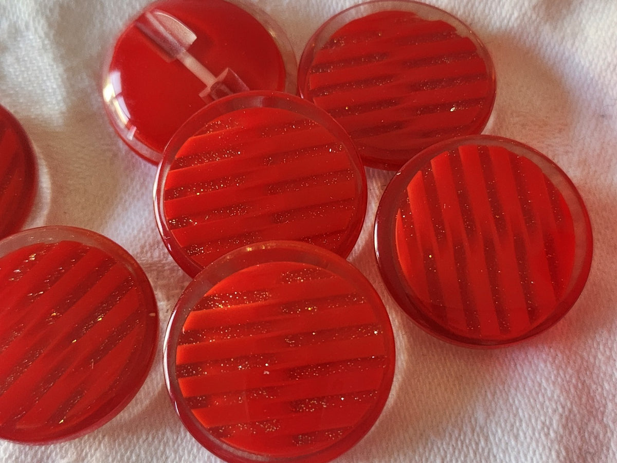 Lot 5 gros boutons vintage paillette  rouge pied 2,5 cm ref 6170 **