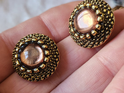 Lot 6 boutons vintage  métal coeur rose doré 2,2 cm pied  ref 973