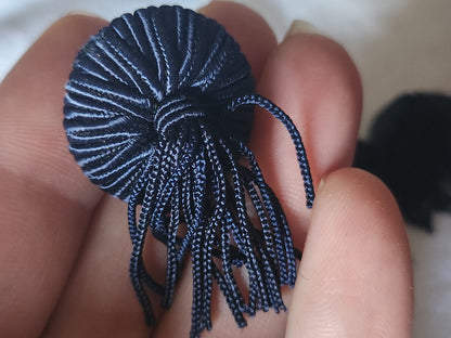 Lot 6 boutons anciens vintage passementerie bleu pendant 2,5 cm ref 5827
