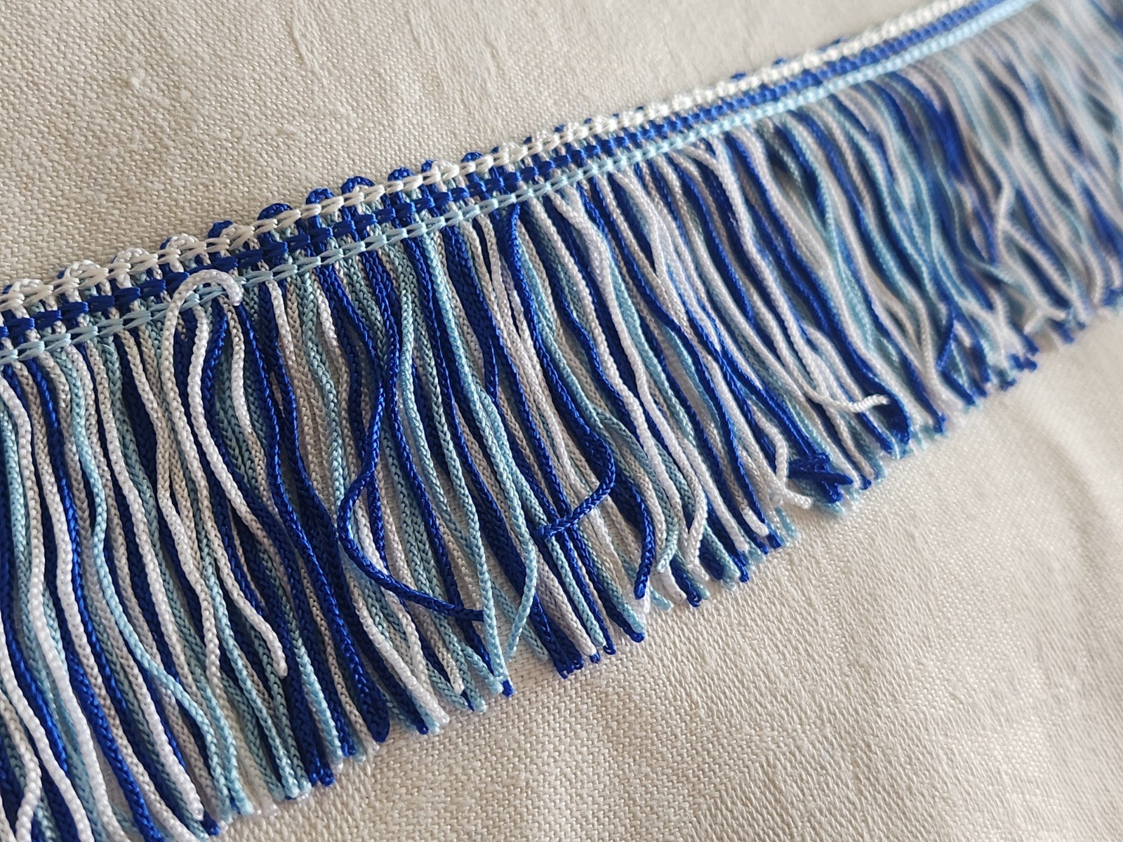 Galon vintage camaieu beu franges large 19 m 50 en 2 coupons sur  5 cm A5