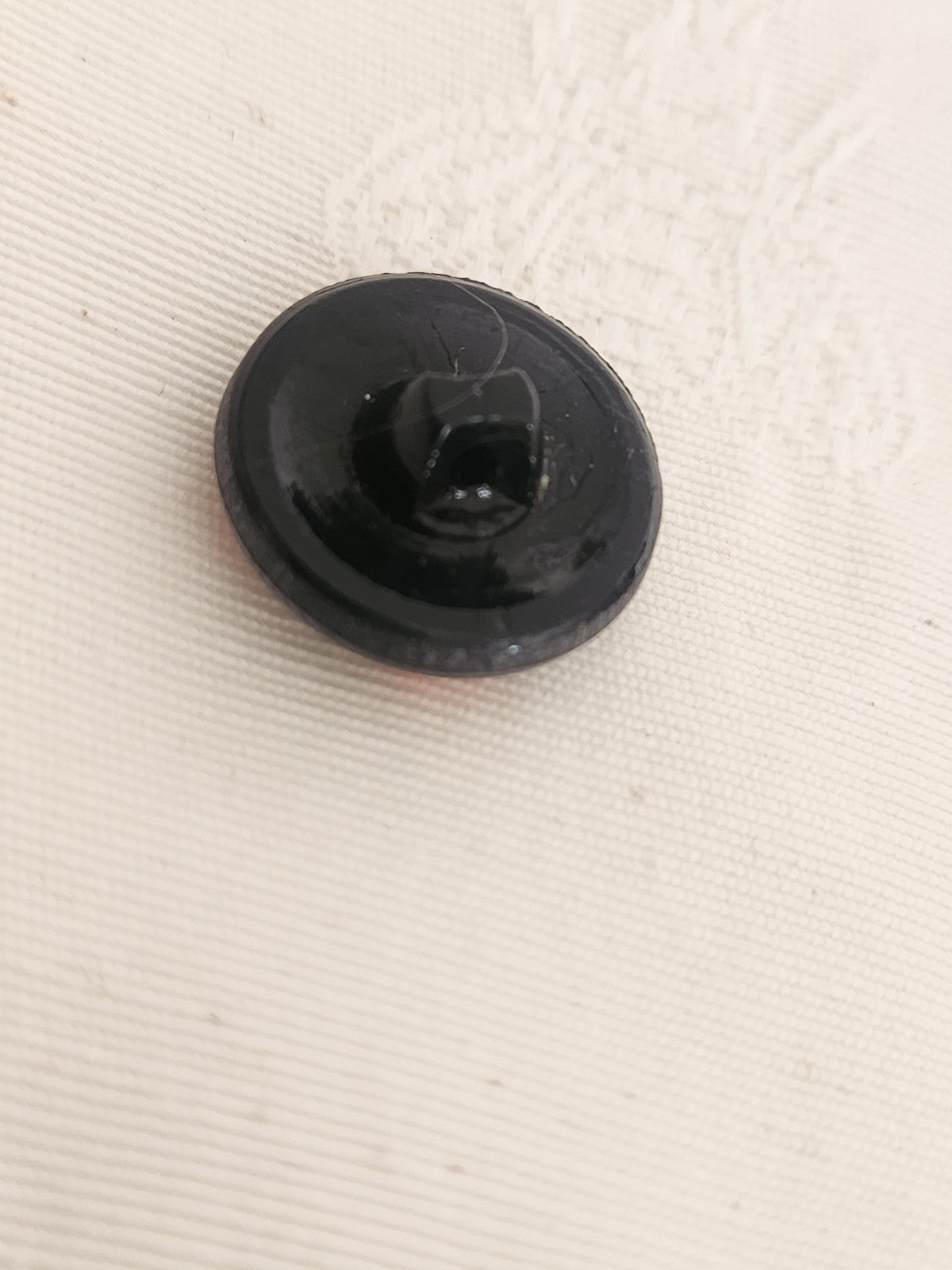 Bouton ancien en verre noir avec strass orange bleu vintage  1,8 cm D18A