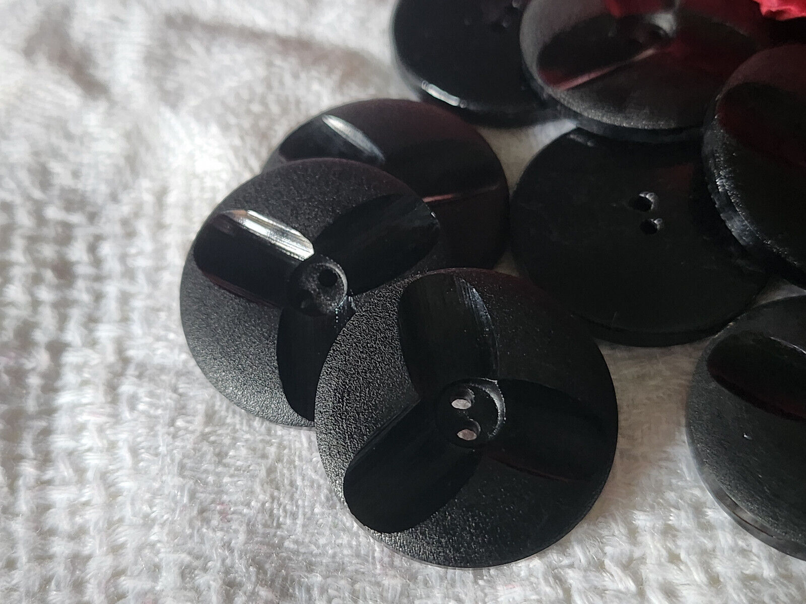 Lot 10 boutons vintage noir contraste lumineux mat 2,3 cm ref 5764