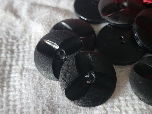Lot 10 boutons vintage noir contraste lumineux mat 2,3 cm ref 5764
