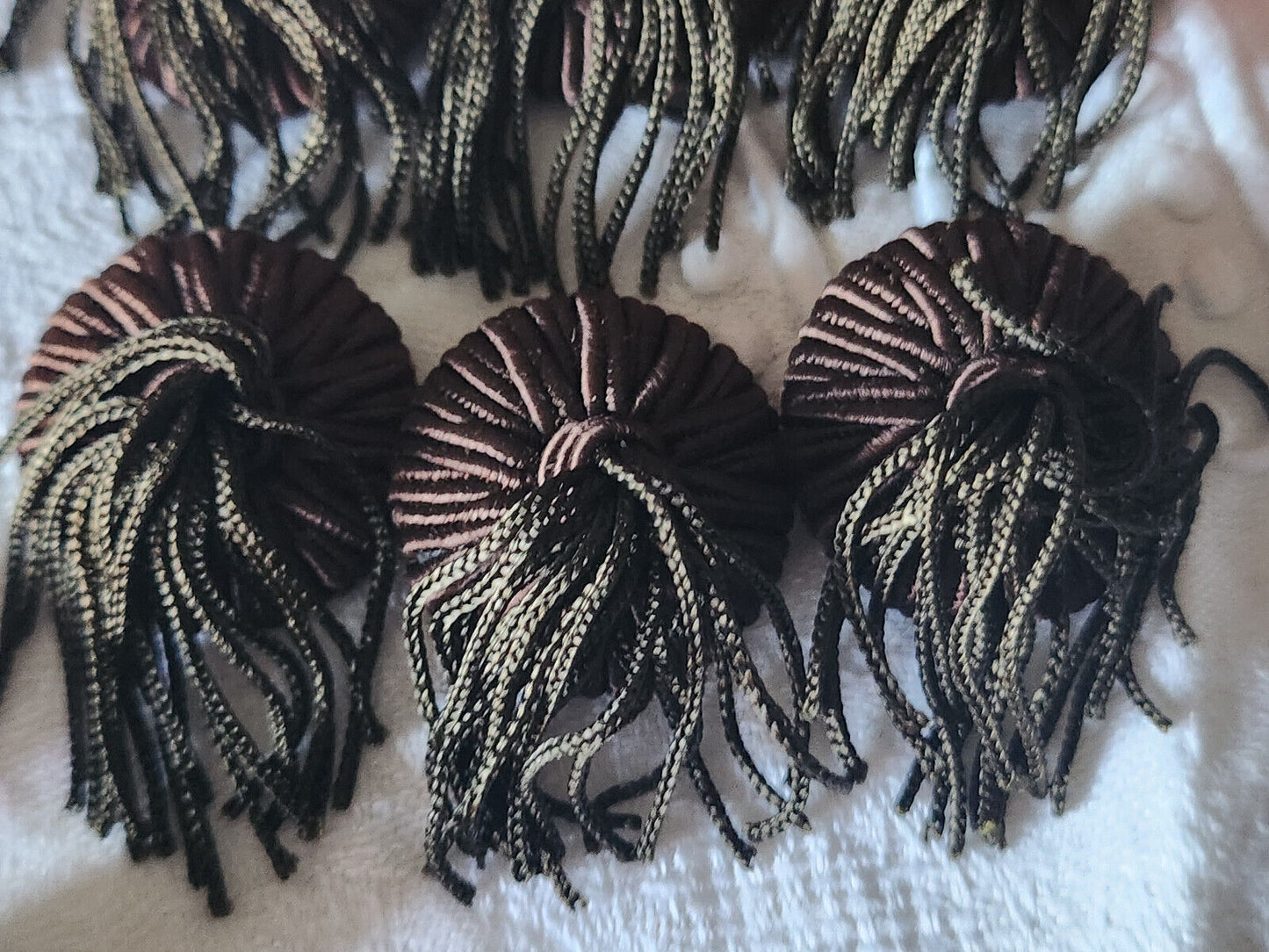 Lot 6 boutons anciens vintage passementerie marron pendant 2,5 cm ref 5768