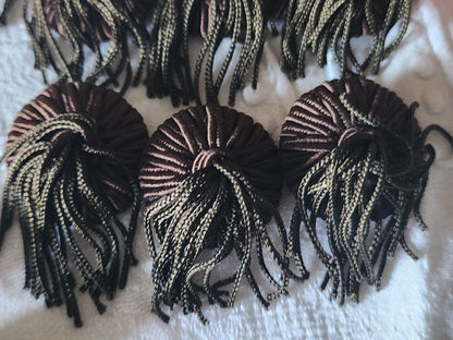 Lot 6 boutons anciens vintage passementerie marron pendant 2,5 cm ref 5768