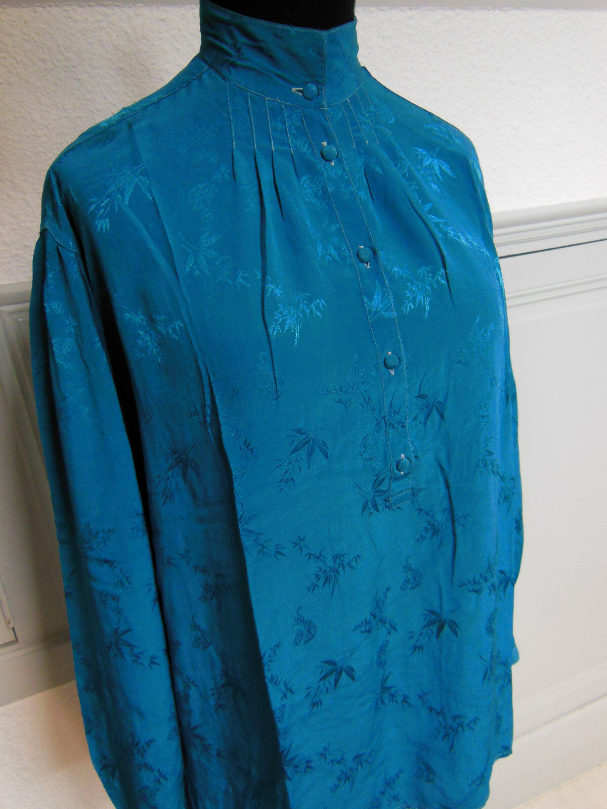 Pur vintage haut tunique Cacharel bleu paon lumineux 40/42? ref PORT